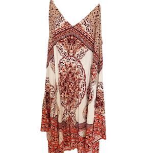 Iris Boho Print Hankerchief V-Neck Dress Medium